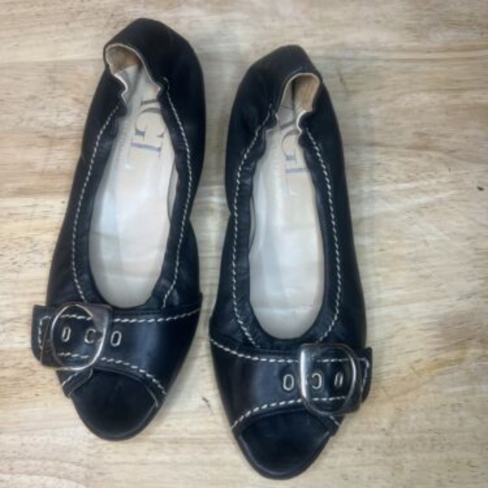 Womens AGL black leather low heel shoes size 38 1/2 Attilio Giusti Leombruni
